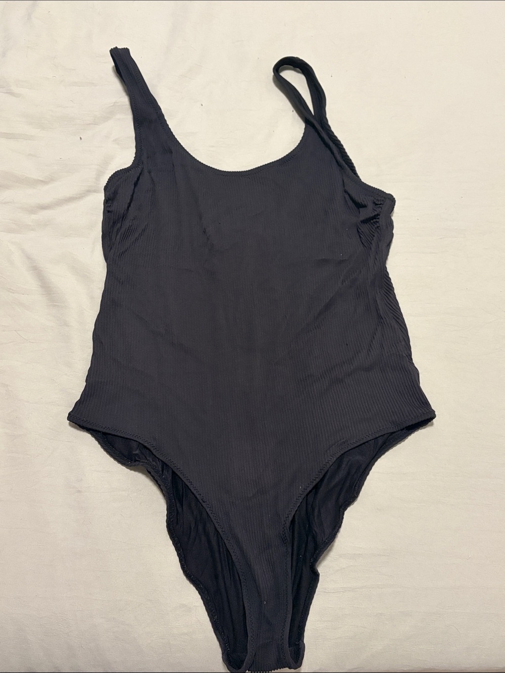 H&M Black Ribbed Women’s One-Piece Swimsuit - Size M